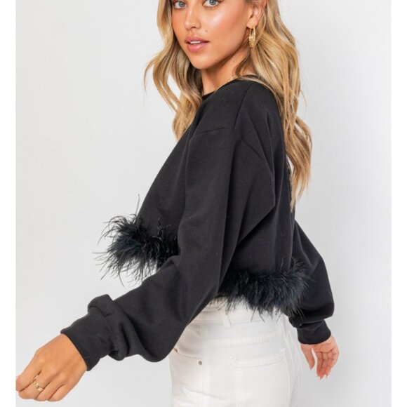 Feather Trim Sweatshirt - Picture 3 of 3